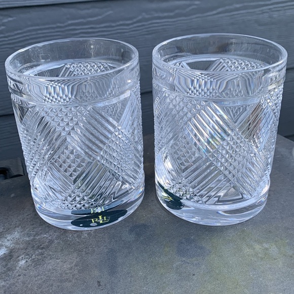 Pair of Ralph Lauren Leaded Crystal Double Old Fashioned Glasses - Argyle - Picture 3 of 15